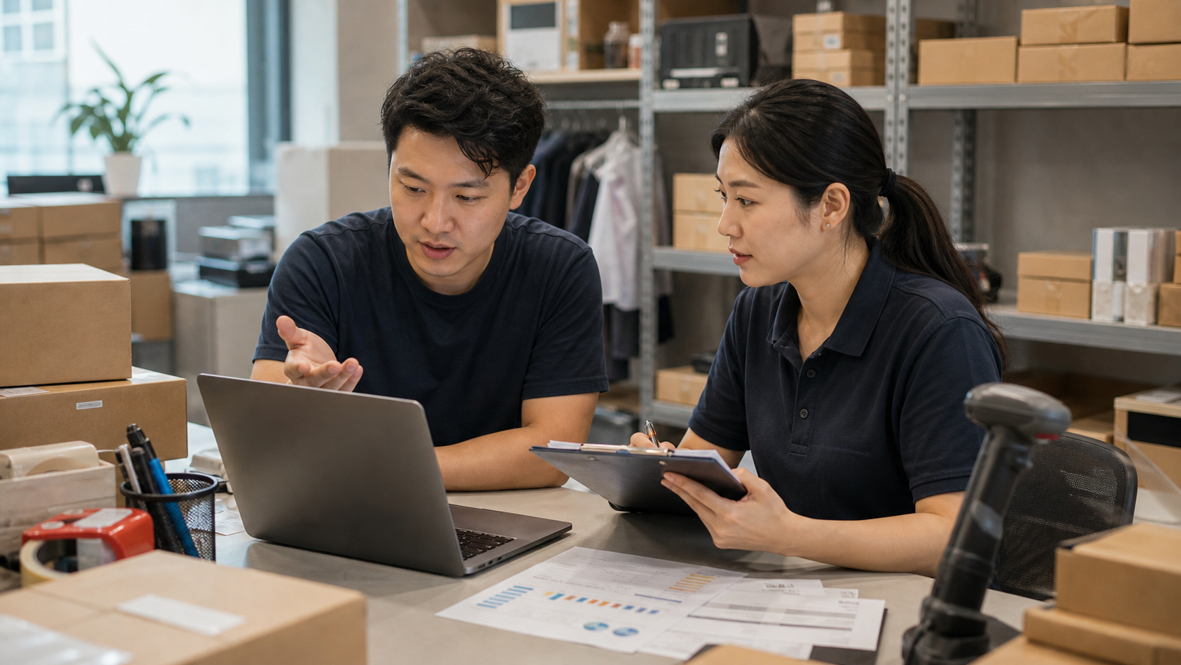 Hong Kong SME operations team reviewing AI workflow priorities in a warehouse back office