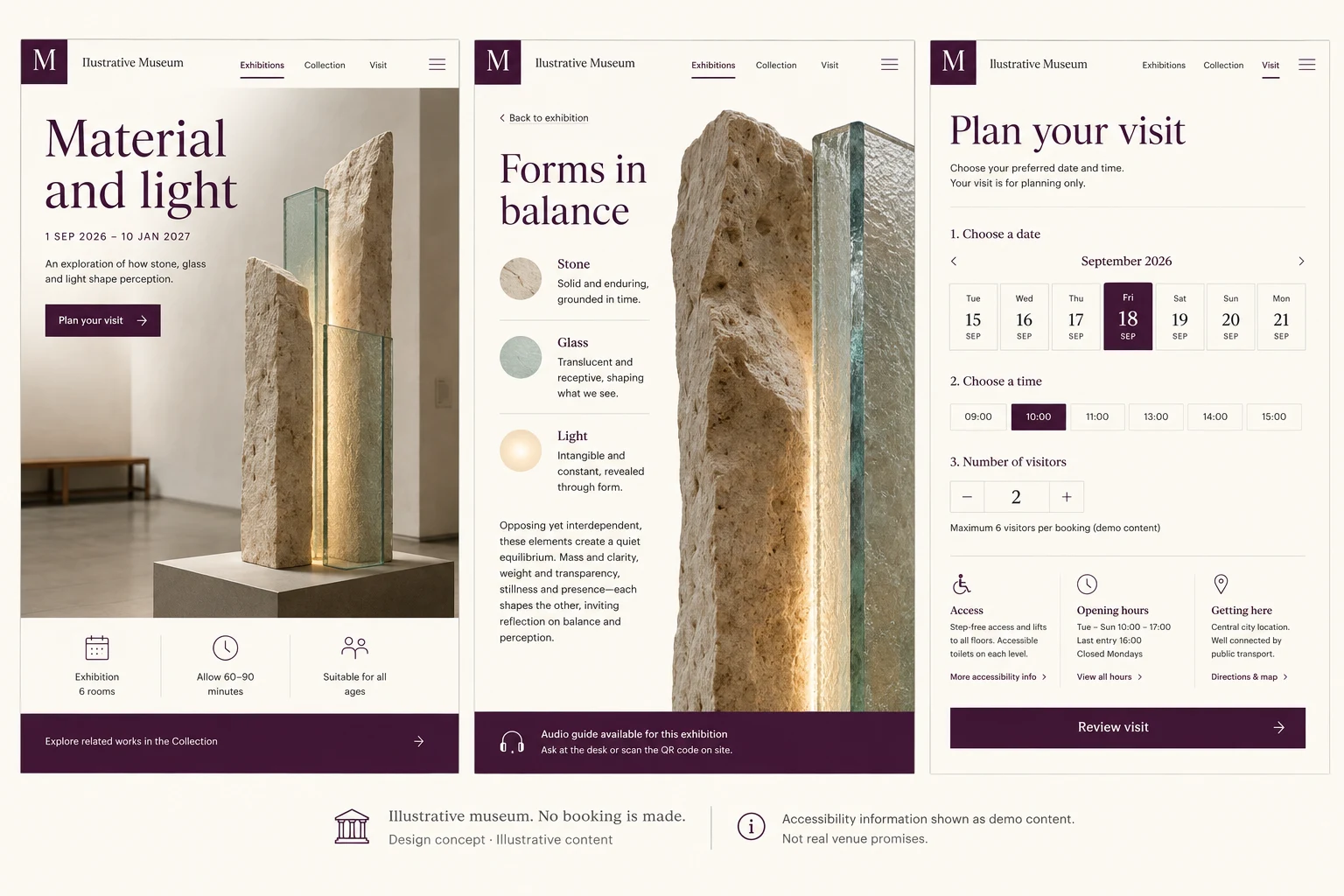 Museum exhibition website — Editorial culture website · Exhibitions & visit planning