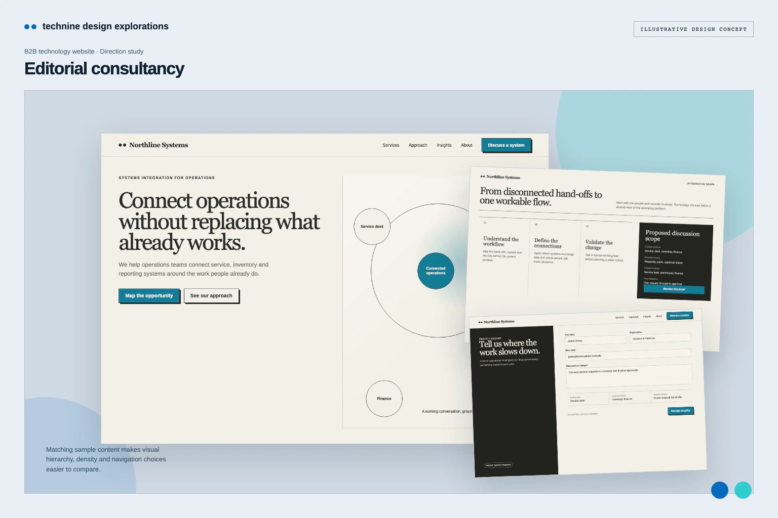 Editorial consultancy — B2B website design: B2B website · Stone, charcoal and spacious service storytelling