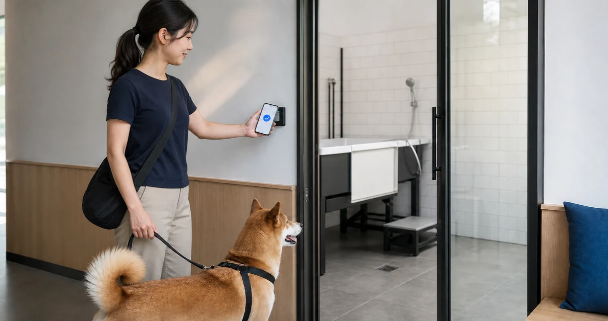 Self-service pet SPA booking and access system